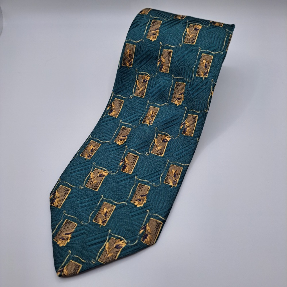 Robert Talbott Tie Mens OS Teal Green Best of Class Silk Geometric Floral Tie